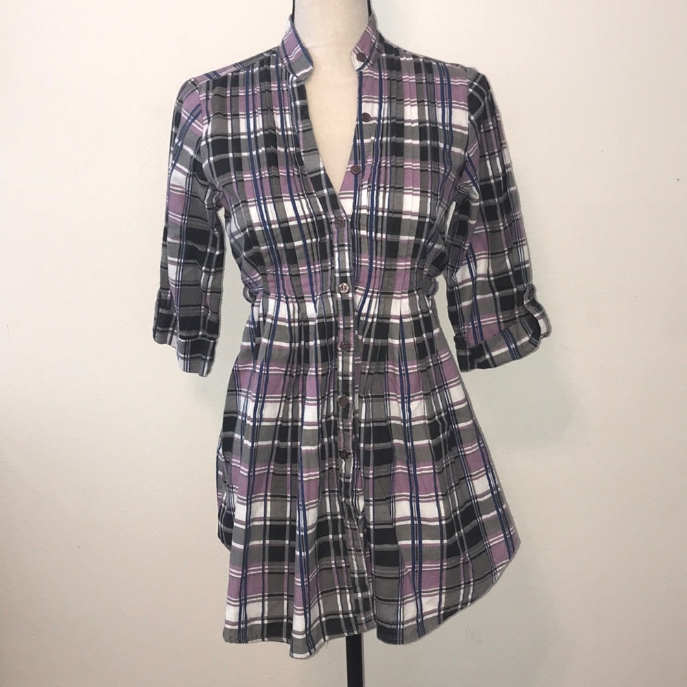 Copper key button down flannel top